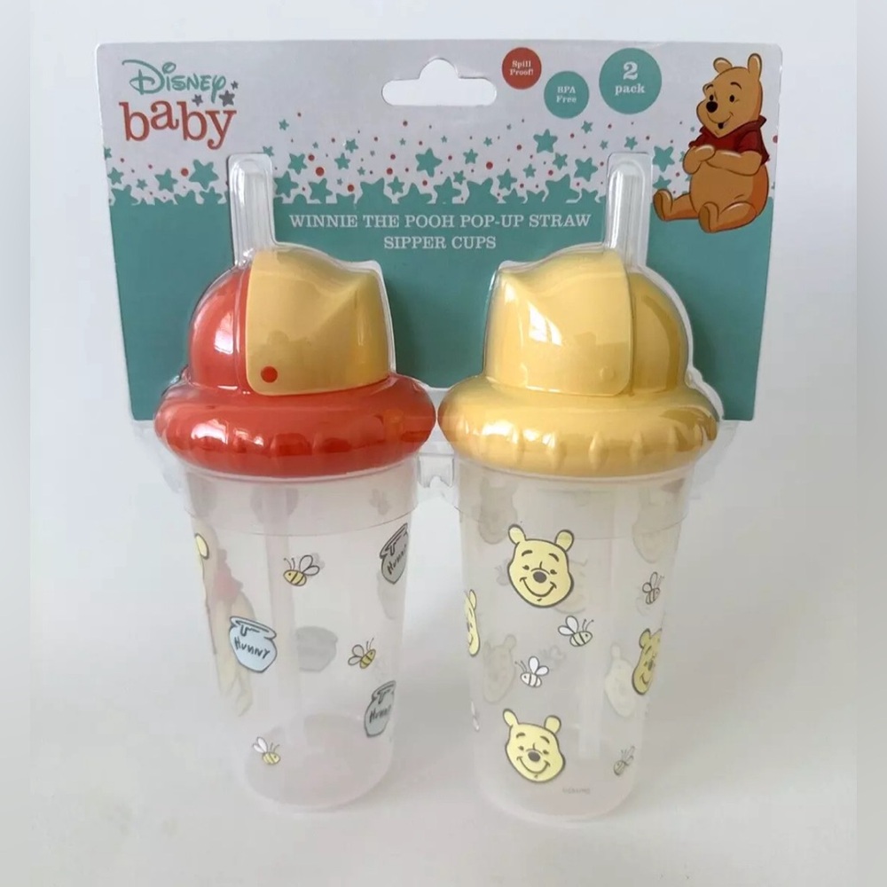 Disney Baby Winnie The Pooh Pop-Up Straw Sipper Cups 2Pack